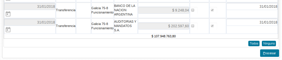 Procesar corrección de débitos